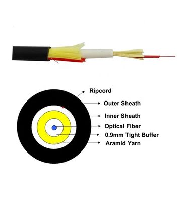 FTTH 1 Core Fiber Optic Cable 500m 5.0mm Double Sheath 4.6mm 6.0 G657A2